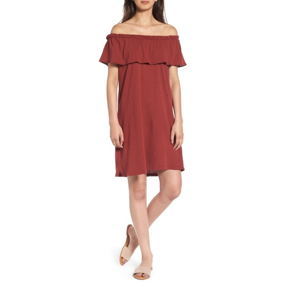 Current/Elliott Dresses & Skirts - current/elliott Rust Ruffle Off the Shoulder Dress